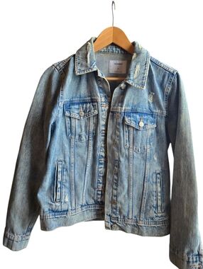 Old Navy Distressed Light Blue Denim Jacket